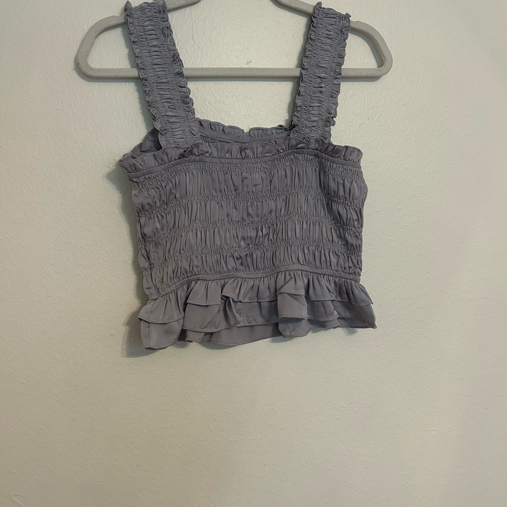 Versona Charcoal Ruffled Crop Top